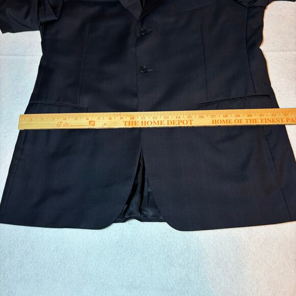 Canali 100% Wool Navy Blazer Sports Coat Plaid Pattern 3 Button Front Size 52R - Picture 7 of 11